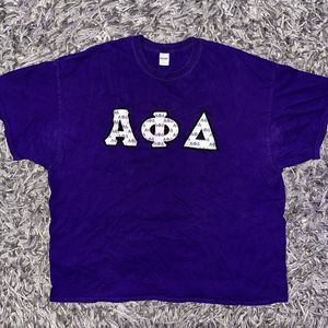 Alpha Phi Delta APD Fraternity All Over Greek Letters T Shirt Purple Men's 3XL